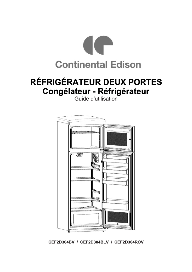 Page 1 de la notice Manuel utilisateur Continental Edison CEF2D304BLV