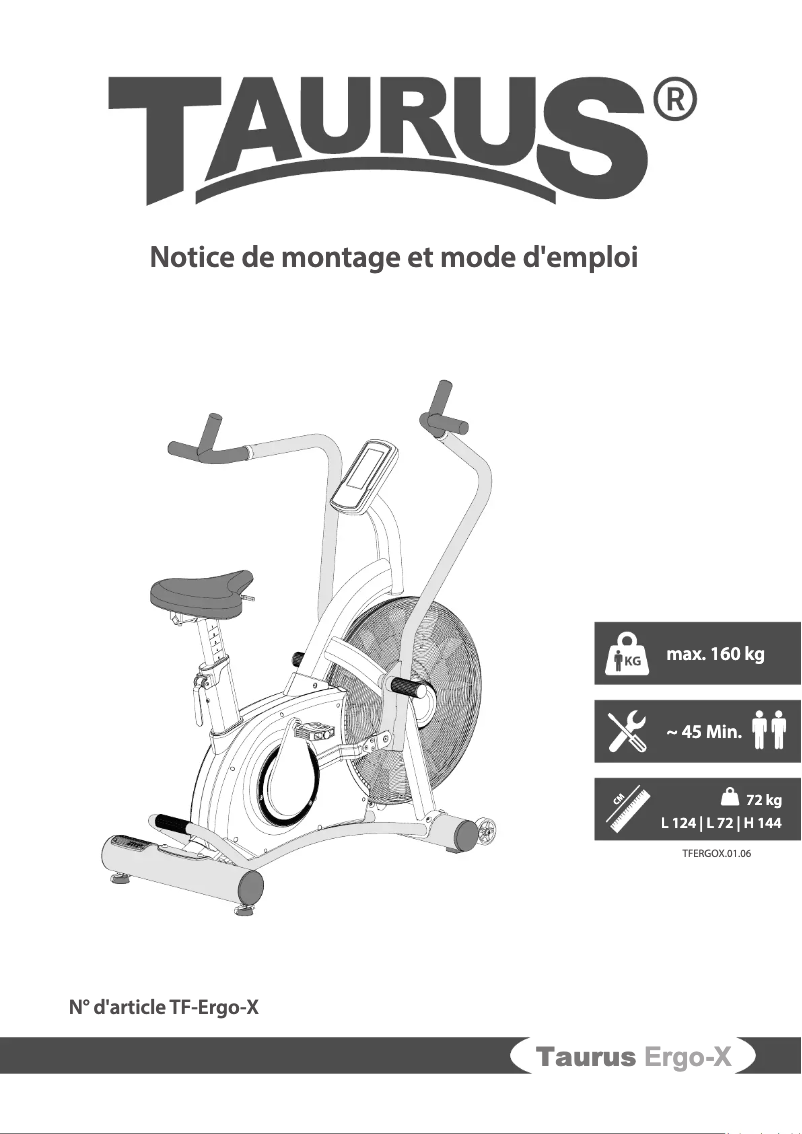 Page 1 de la notice Manuel utilisateur Taurus Ergo-X
