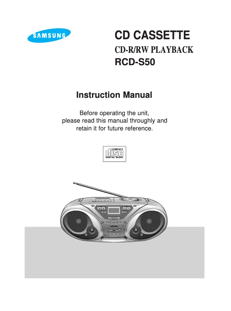 Page 1 de la notice Manuel utilisateur Samsung RCDS50