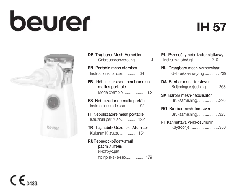Page n°1 - Manuel utilisateur Beurer IH 57