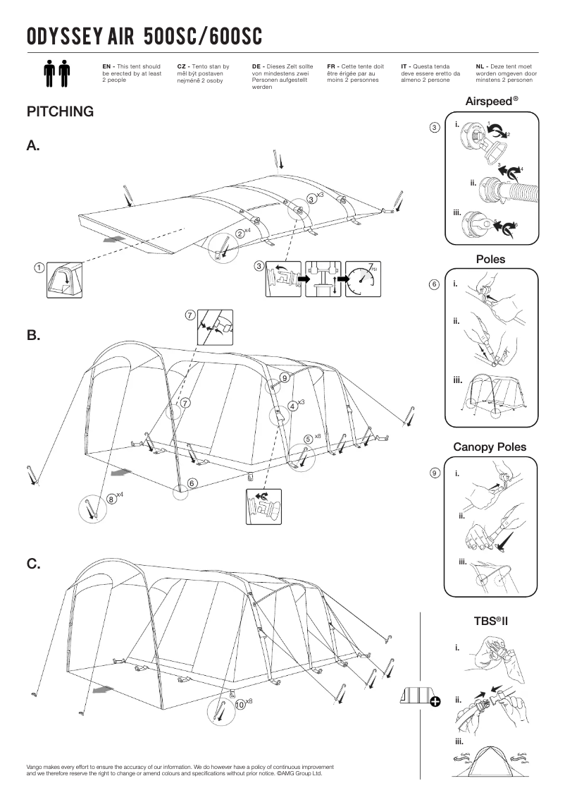 Página 1 del manual Manual de usuario Vango Odyssey Air 500SC