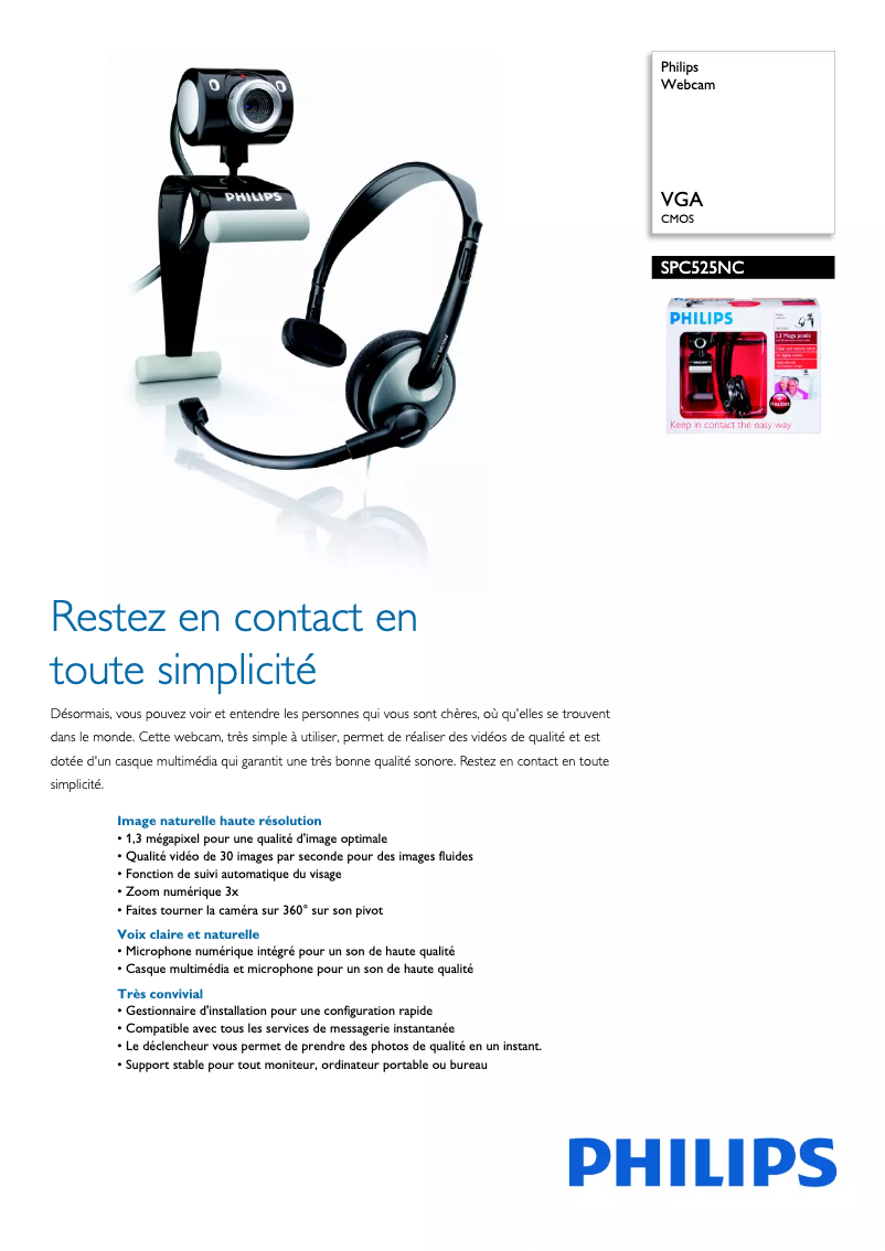 Página 1 del manual Ficha técnica Philips SPC525NC