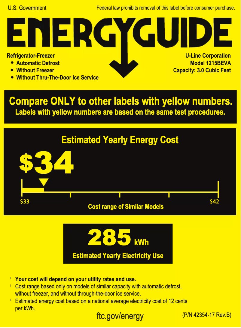 Page 1 de la notice Label énergétique U-Line U-1215BEVINT-60A