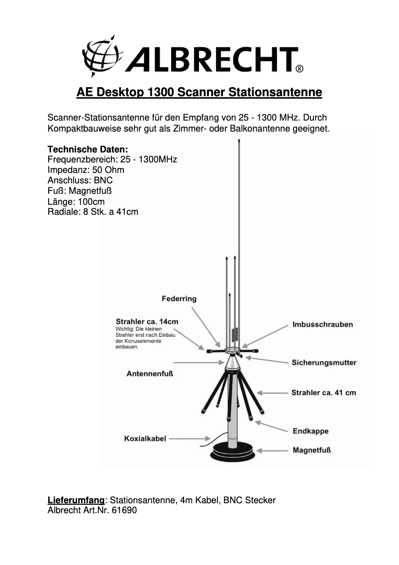 Página 1 del manual Manual de usuario Albrecht AE Desktop 1300 Scanner