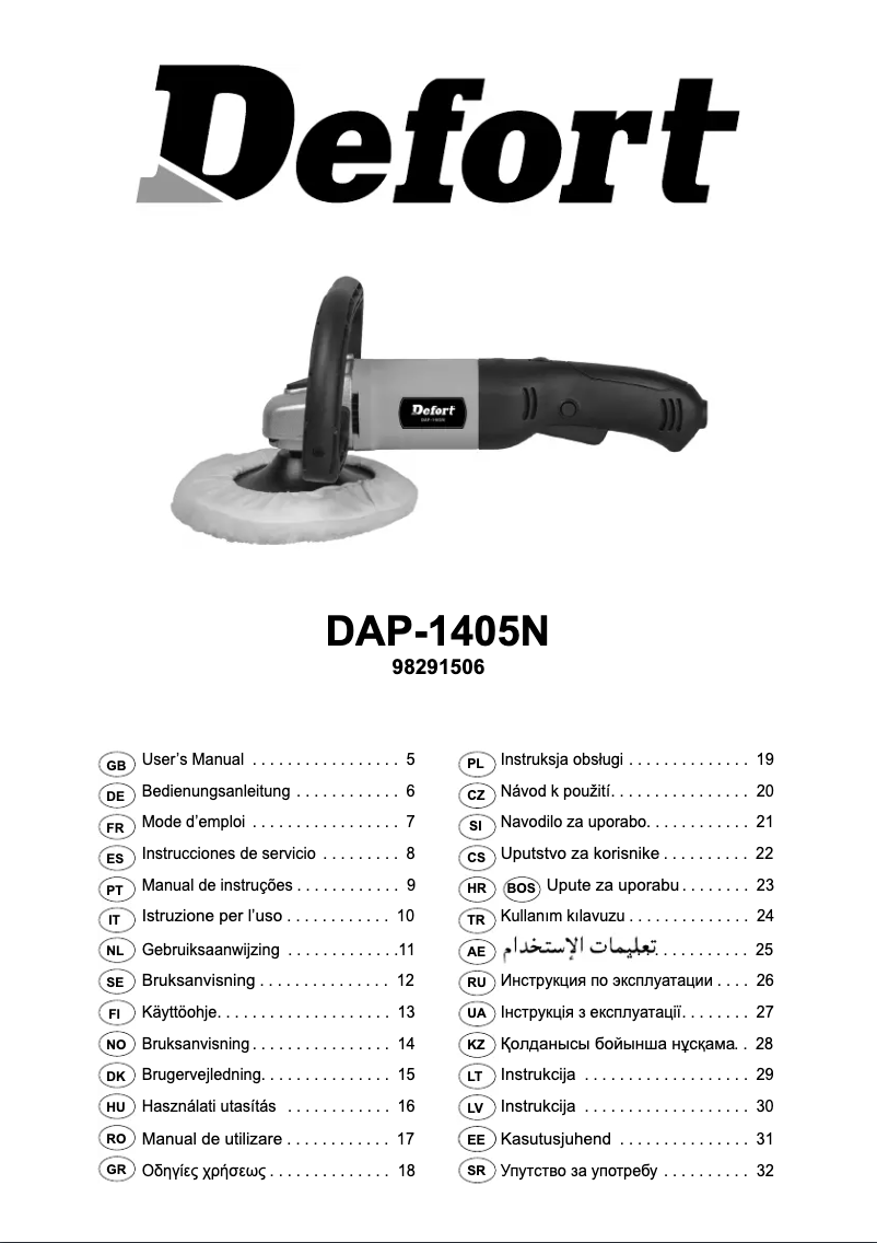 Page n°1 - Manuel utilisateur Defort DAG-1405N