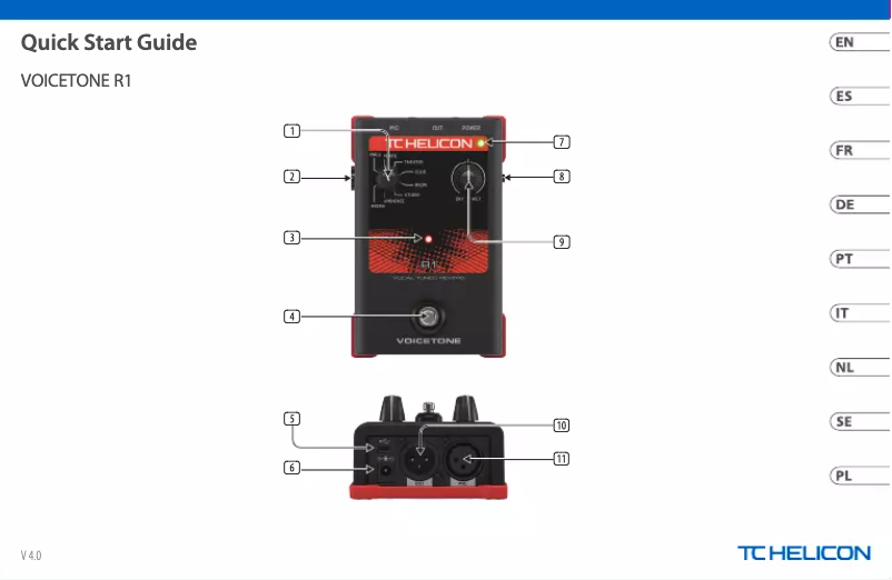 Page n°1 - Guide de démarrage rapide TC Helicon VoiceTone R1