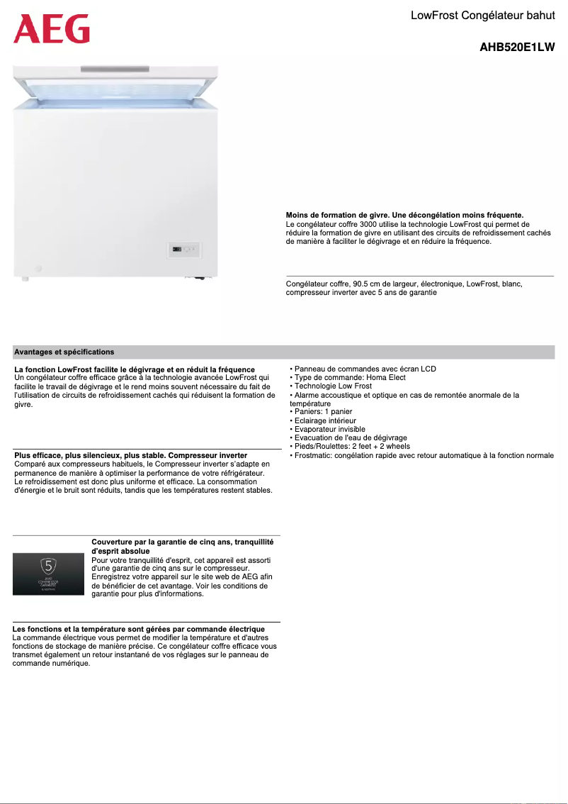 Page n°1 - Fiche technique AEG AHB520E1LW