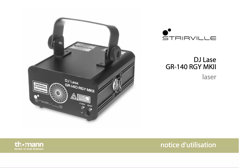 Page 1 de la notice Manuel utilisateur Stairville DJ LaseGR-140 RGY MKII