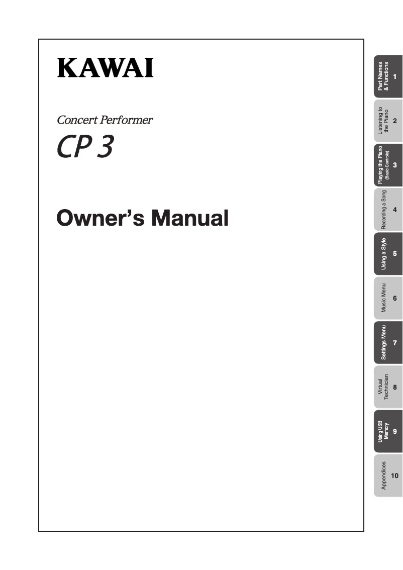 Page 1 de la notice Manuel utilisateur Kawai Concert Performer CP3