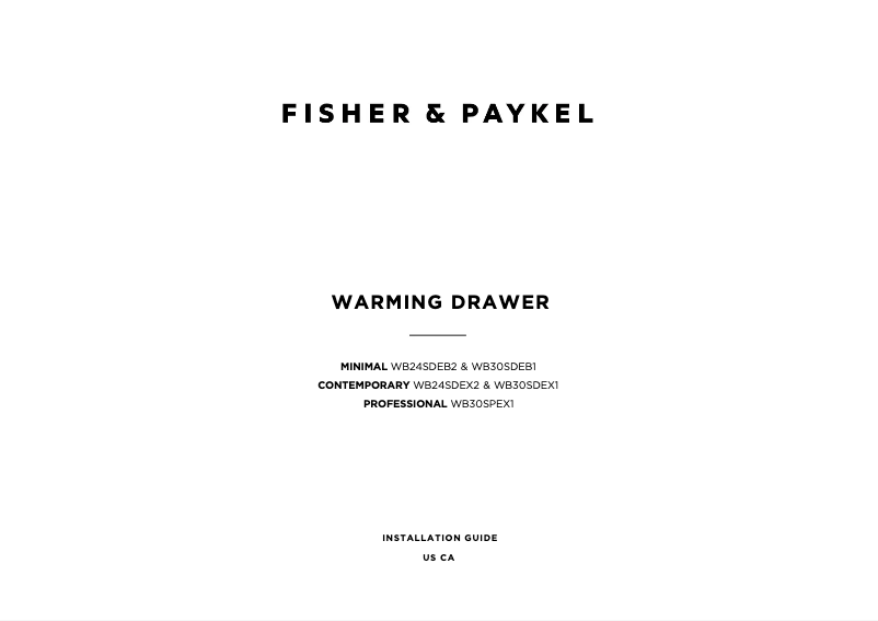 Page 1 de la notice Guide d'installation Fisher & Paykel WB30SDEX1