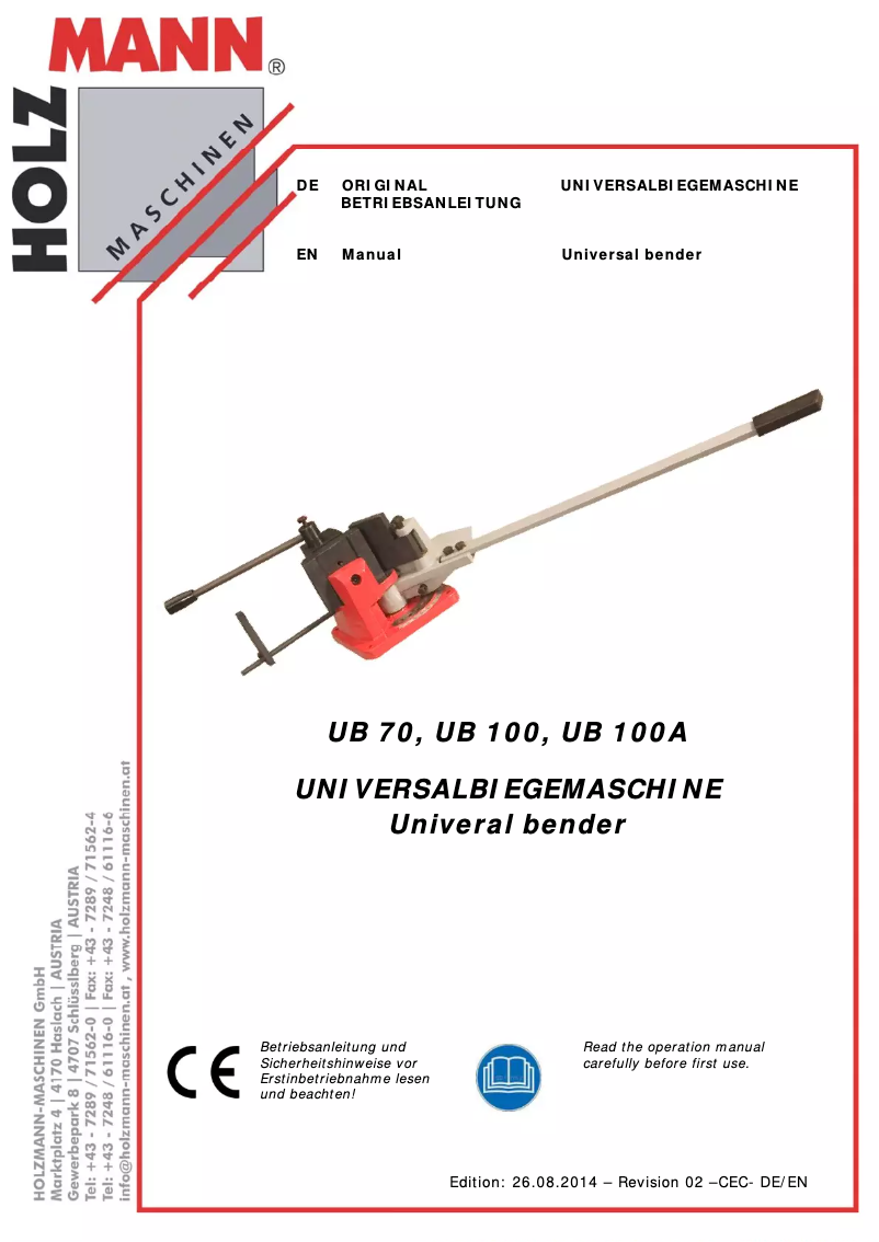 Page 1 de la notice Manuel utilisateur Holzmann UB 70