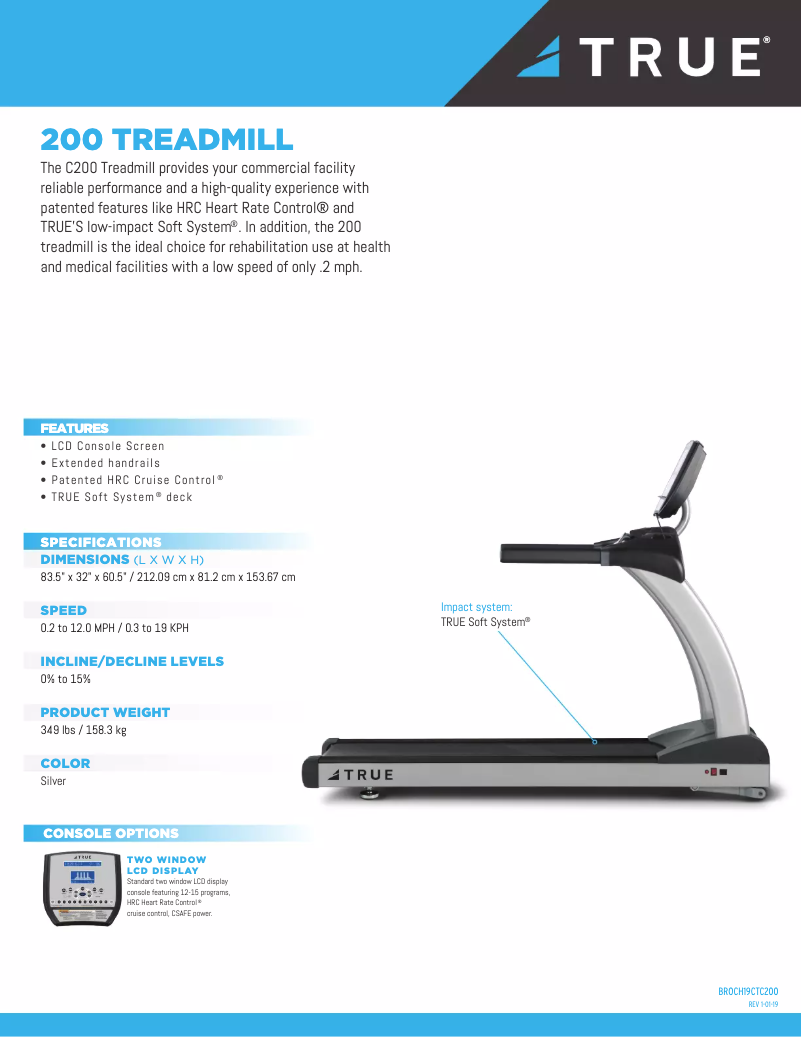 Página 1 del manual Ficha técnica True 200