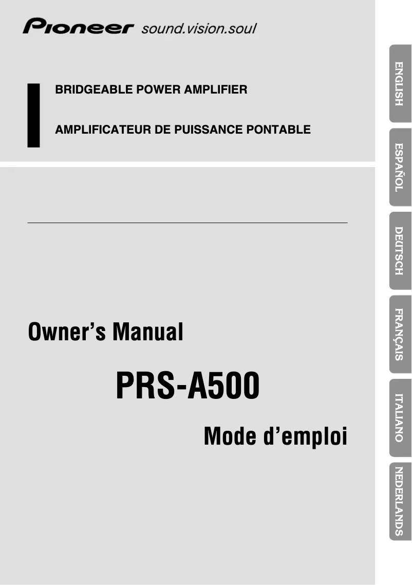 Page n°1 - Manuel utilisateur Pioneer PRS-A500