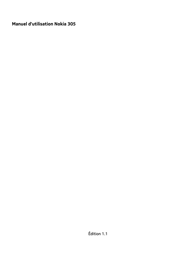 Page n°1 - Manuel utilisateur Nokia 305