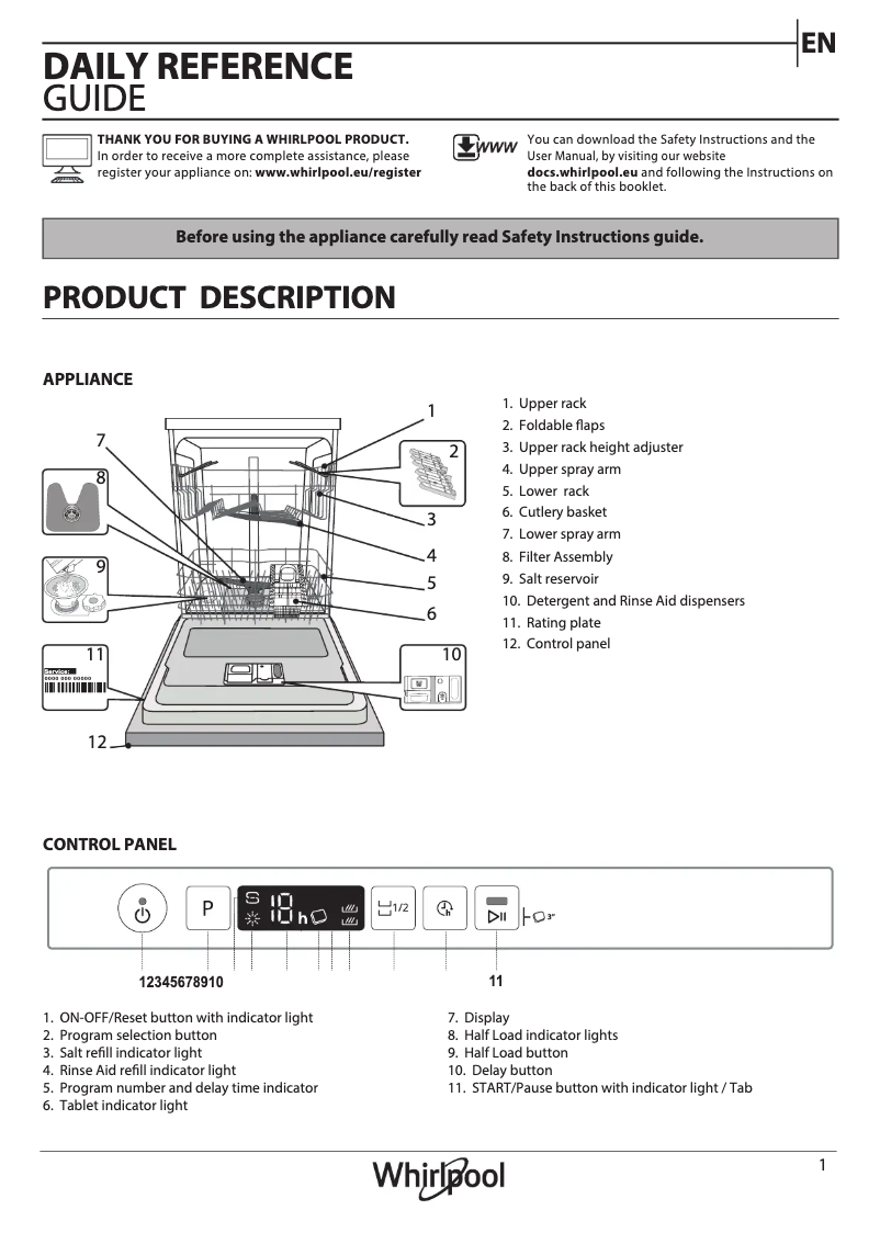 Página 1 del manual Manual de usuario Whirlpool W2I HD526 A