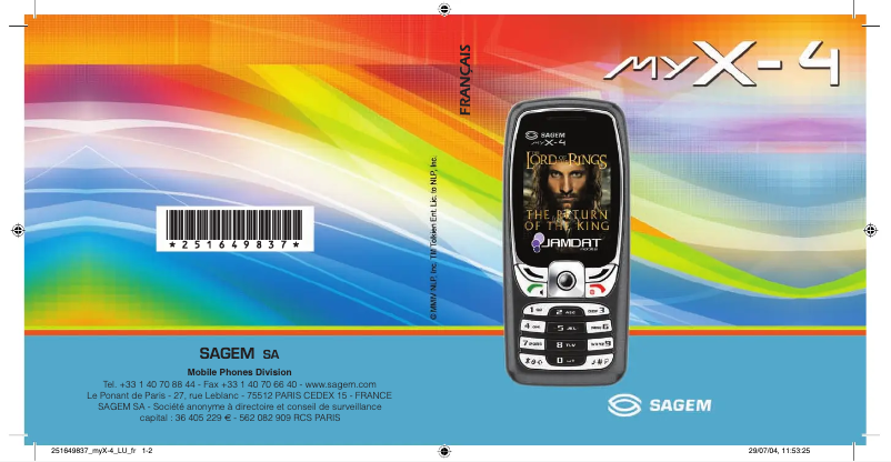 Page n°1 - Manuel utilisateur Sagem myX-4