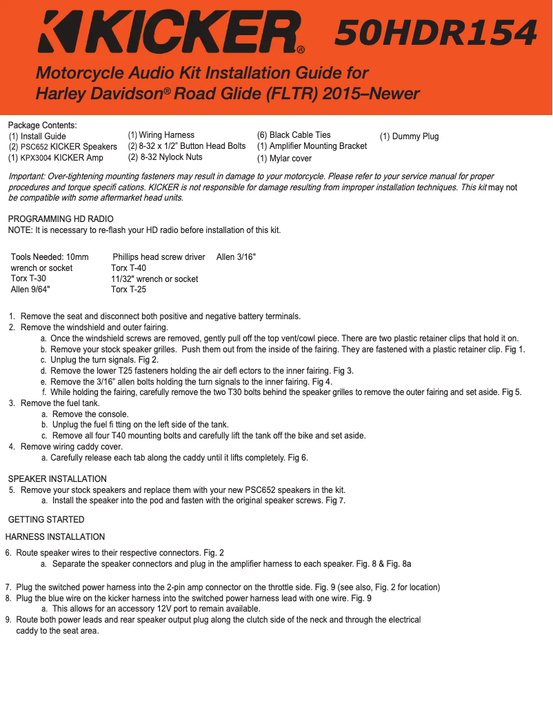 Page 1 de la notice Manuel utilisateur Kicker 50HDR154