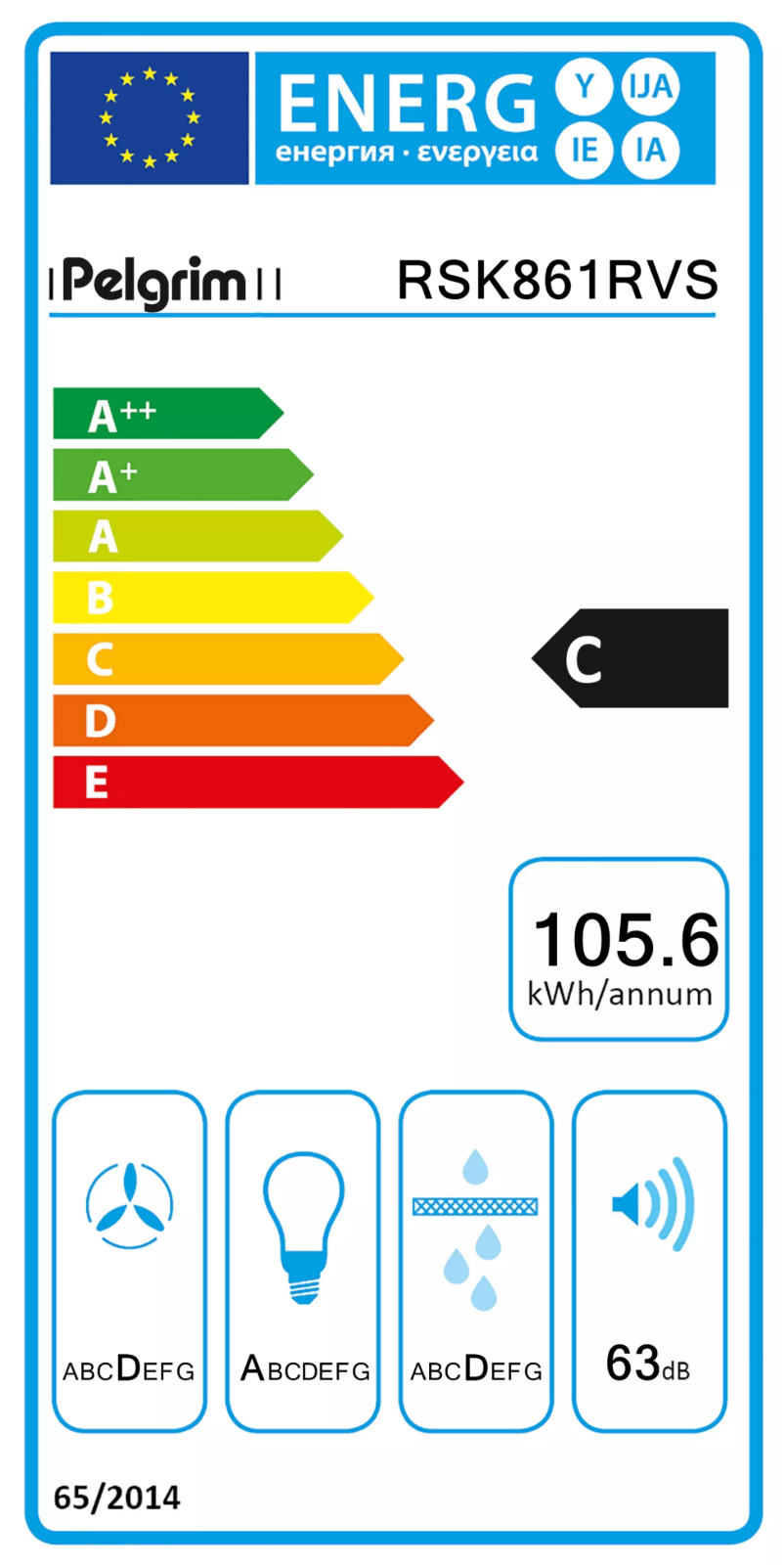 Page 1 de la notice Label énergétique Pelgrim RSK861RVS