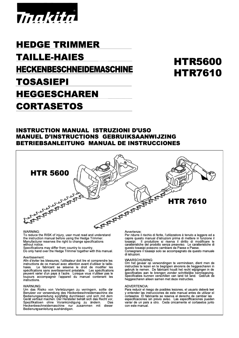 Page 1 de la notice Manuel utilisateur Makita HTR5600
