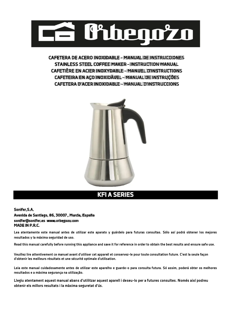 Page 1 de la notice Manuel utilisateur Orbegozo KFI 1260