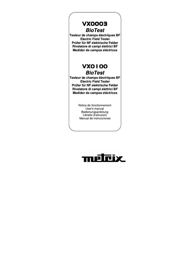Image de la première page du manuel de l'appareil VX0100