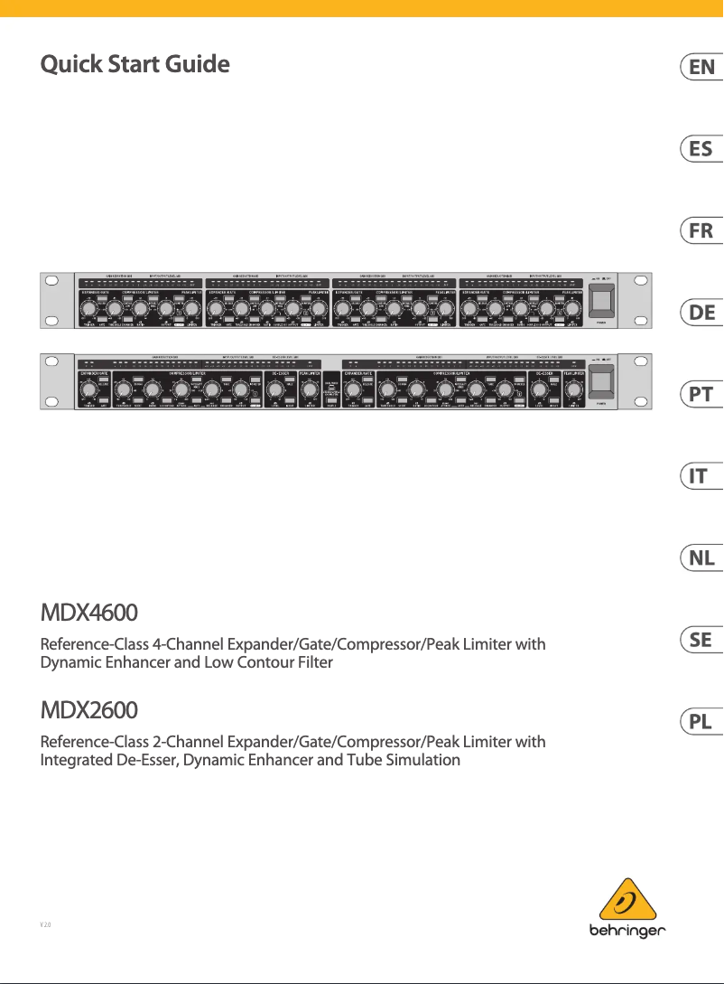 Page n°1 - Guide de démarrage rapide Behringer Multicom Pro-XL MDX4600 V2