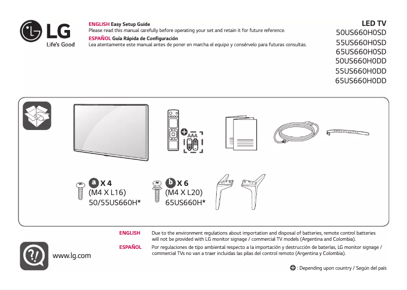 Image de la première page du manuel de l'appareil 55US660H0DD