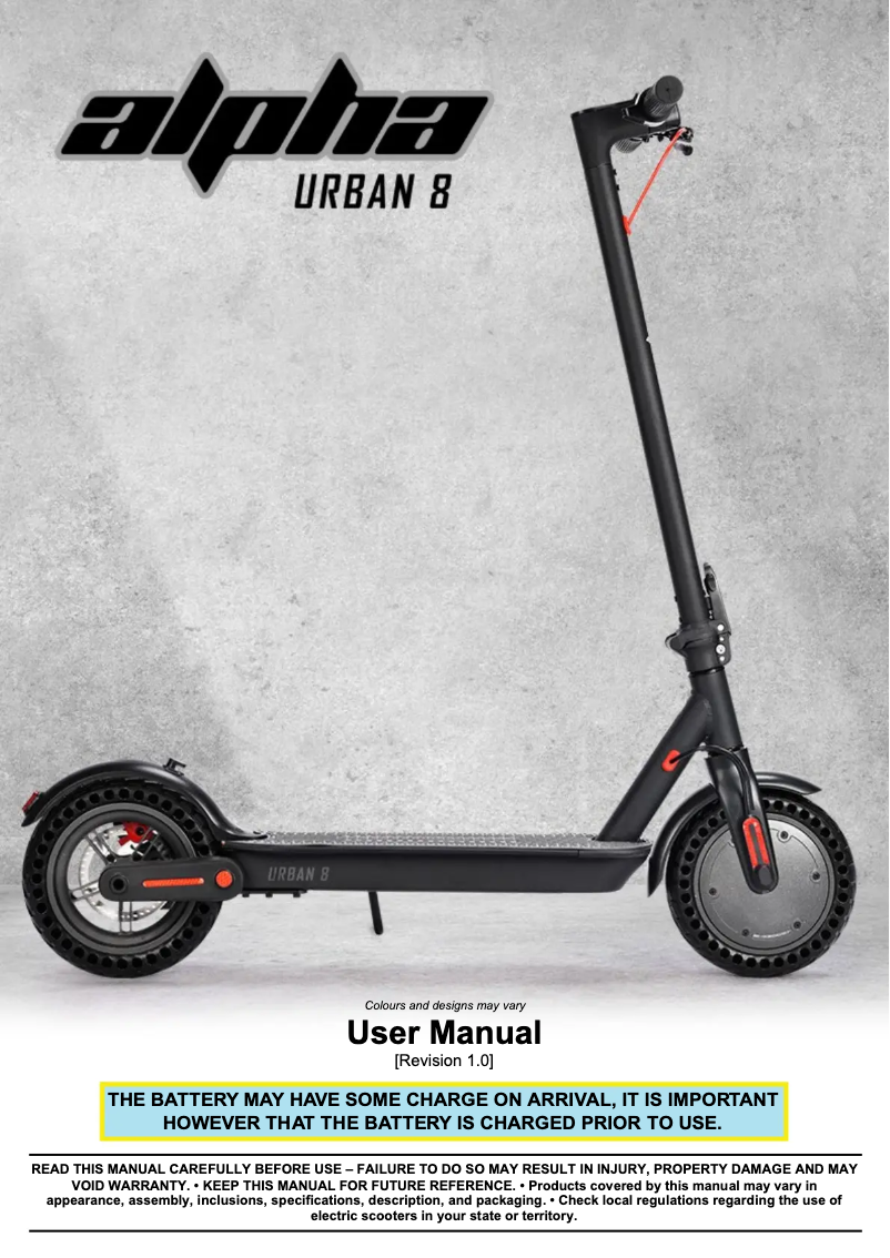 Page 1 de la notice Manuel utilisateur Alpha Urban 8