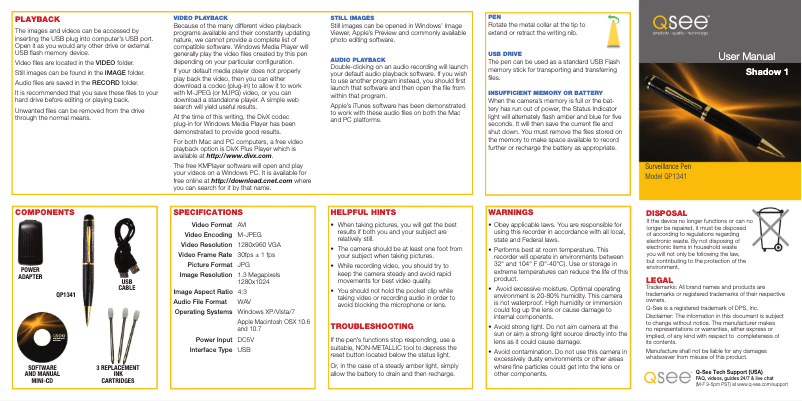 Page n°1 - Manuel utilisateur Q-See QP1341