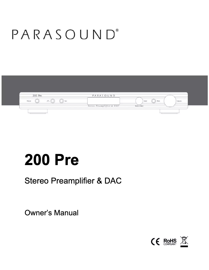 Page 1 de la notice Manuel utilisateur Parasound NewClassic 200 Pre