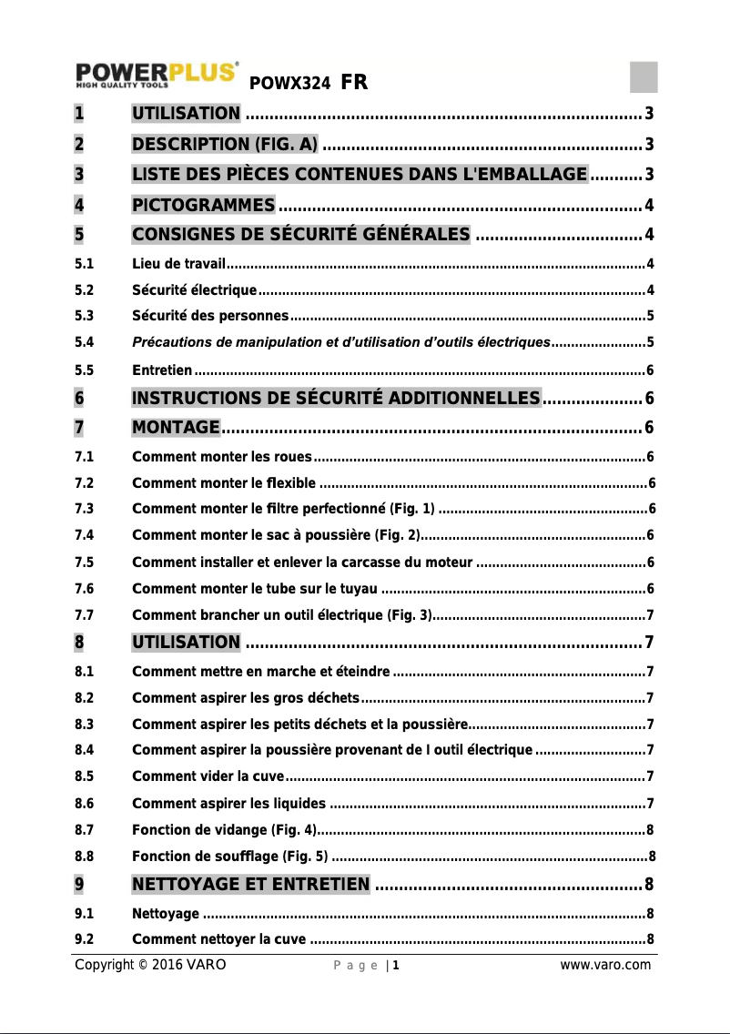 Page 1 of the manual User Manual PowerPlus POWX324