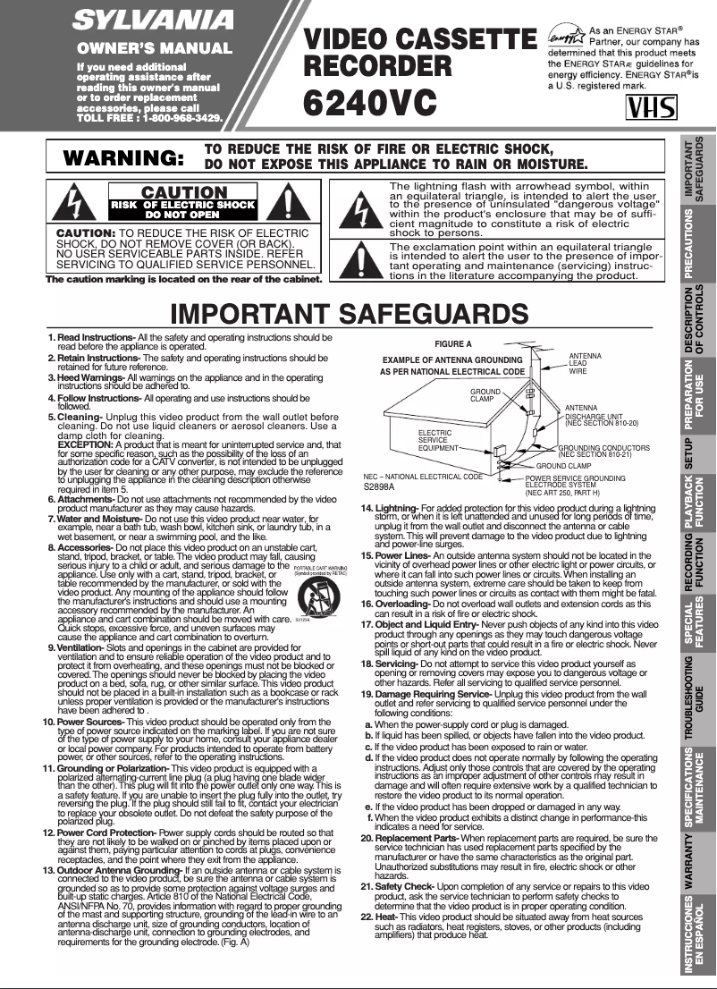 Page 1 de la notice Manuel utilisateur Sylvania 6240VC