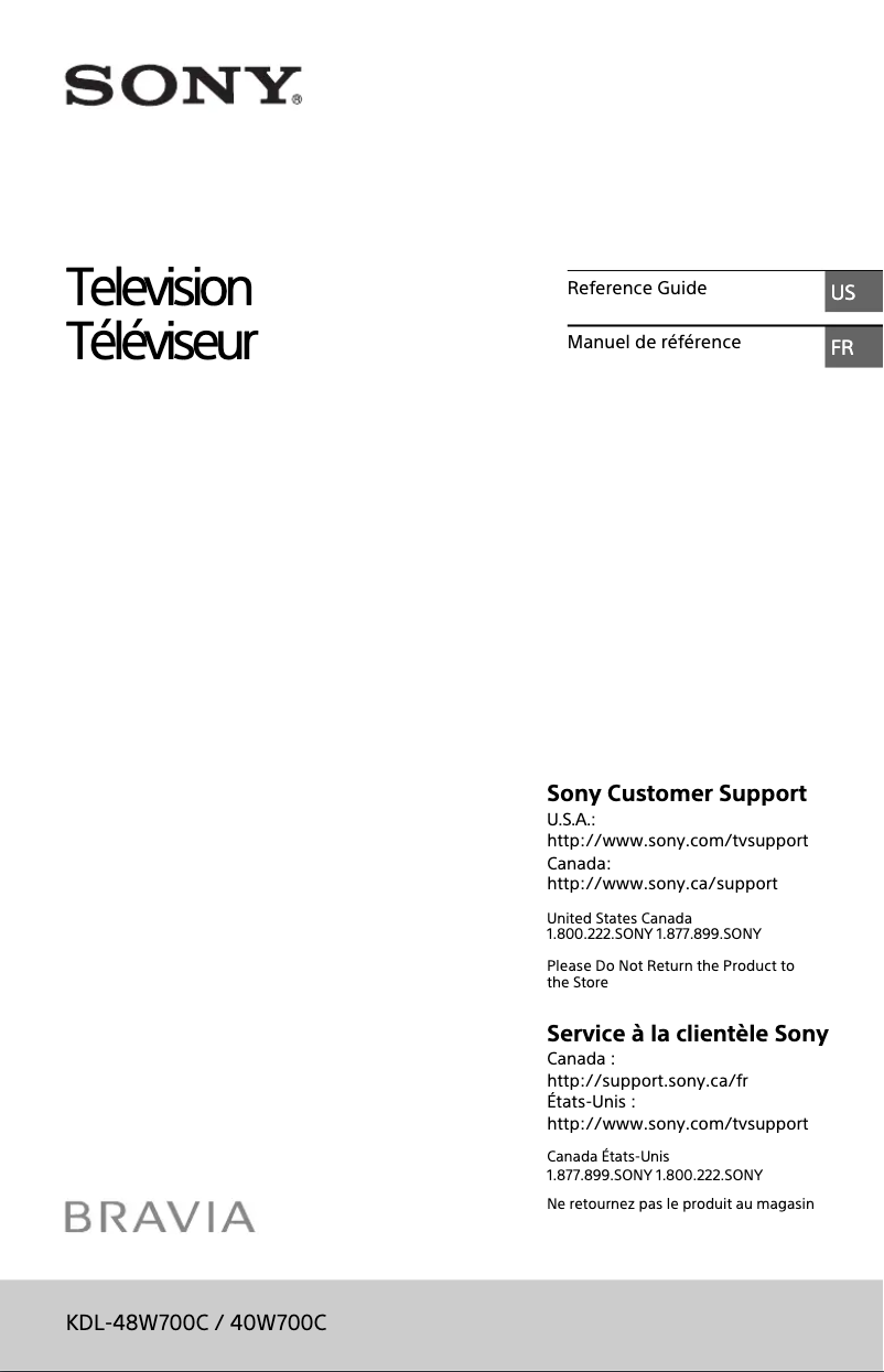 Image de la première page du manuel de l'appareil KDL-48W700C