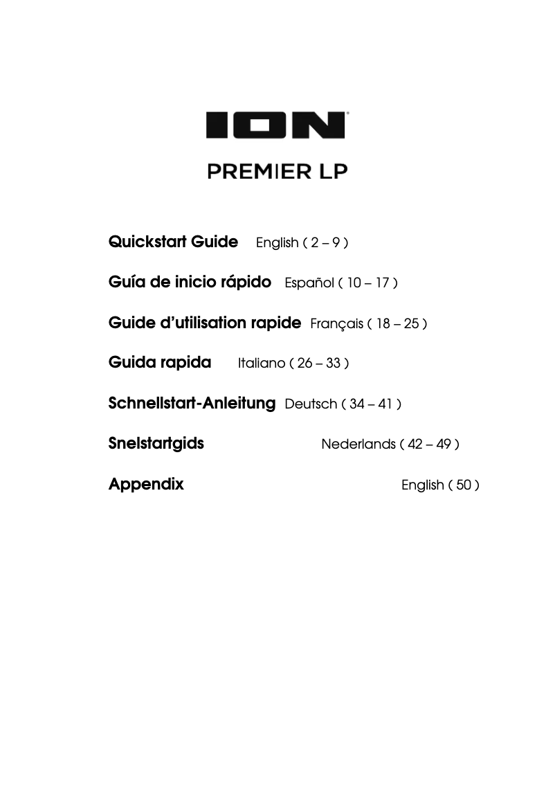 Page n°1 - Manuel utilisateur ION Premier LP