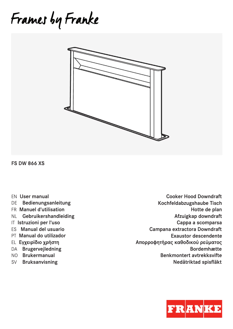 Page n°1 - Manuel utilisateur Franke FS DW 866 XS