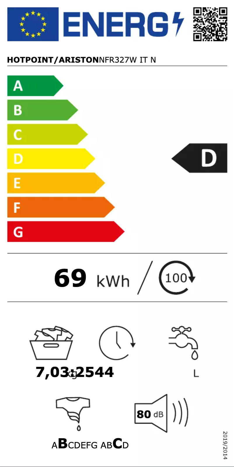 Page 1 de la notice Manuel utilisateur Hotpoint NFR327W IT N