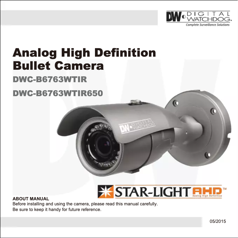 Page n°1 - Manuel utilisateur Digital Watchdog Star-Light AHD DWC-B6763WTIR