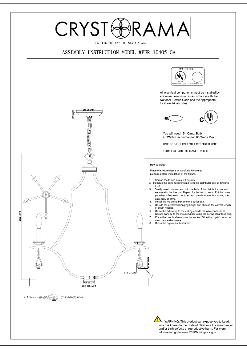 Image de la première page du manuel de l'appareil Perry PER-10405-GA