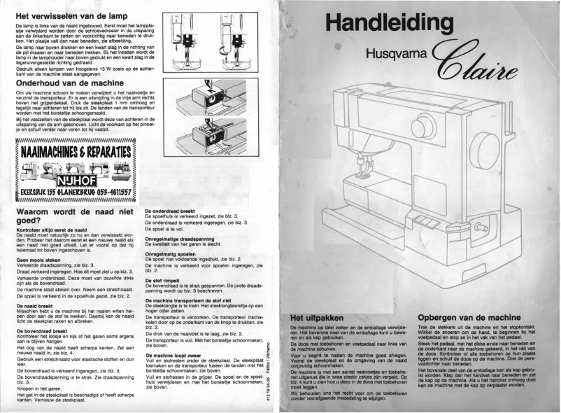 Page 1 de la notice Manuel utilisateur Husqvarna Claire