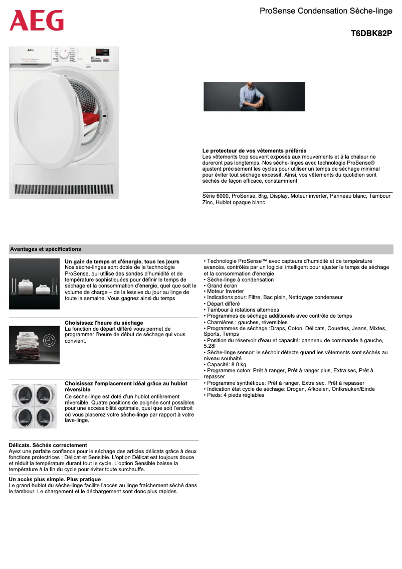 Page n°1 - Fiche technique AEG T6DBK82P