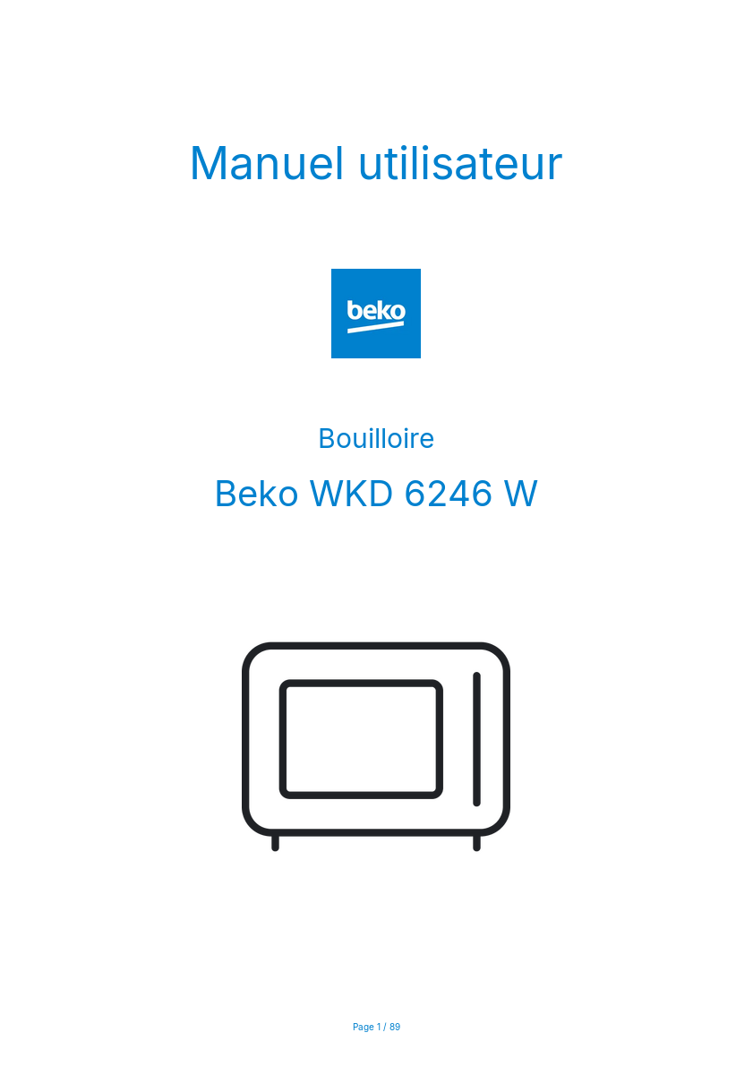 Image de la première page du manuel de l'appareil WKD 6246 W