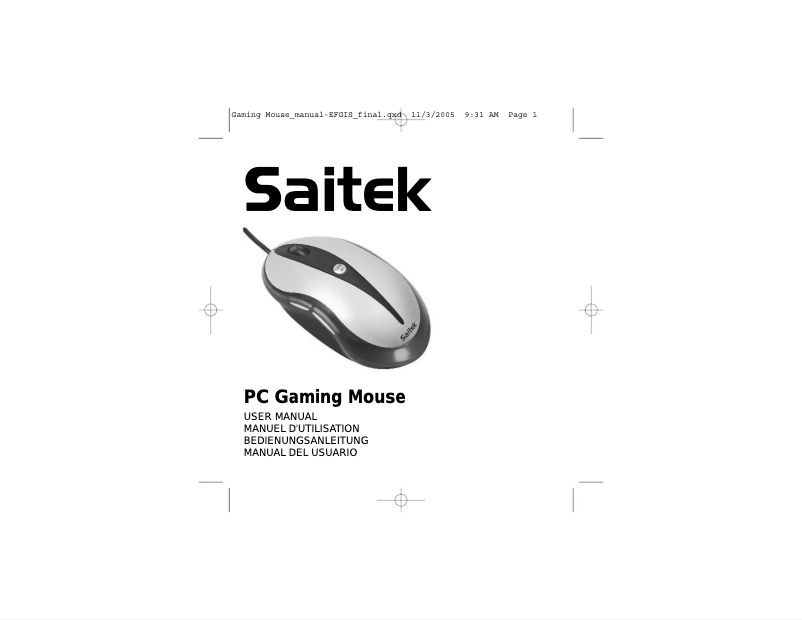 Page 1 de la notice Manuel utilisateur Saitek PC Gaming Mouse