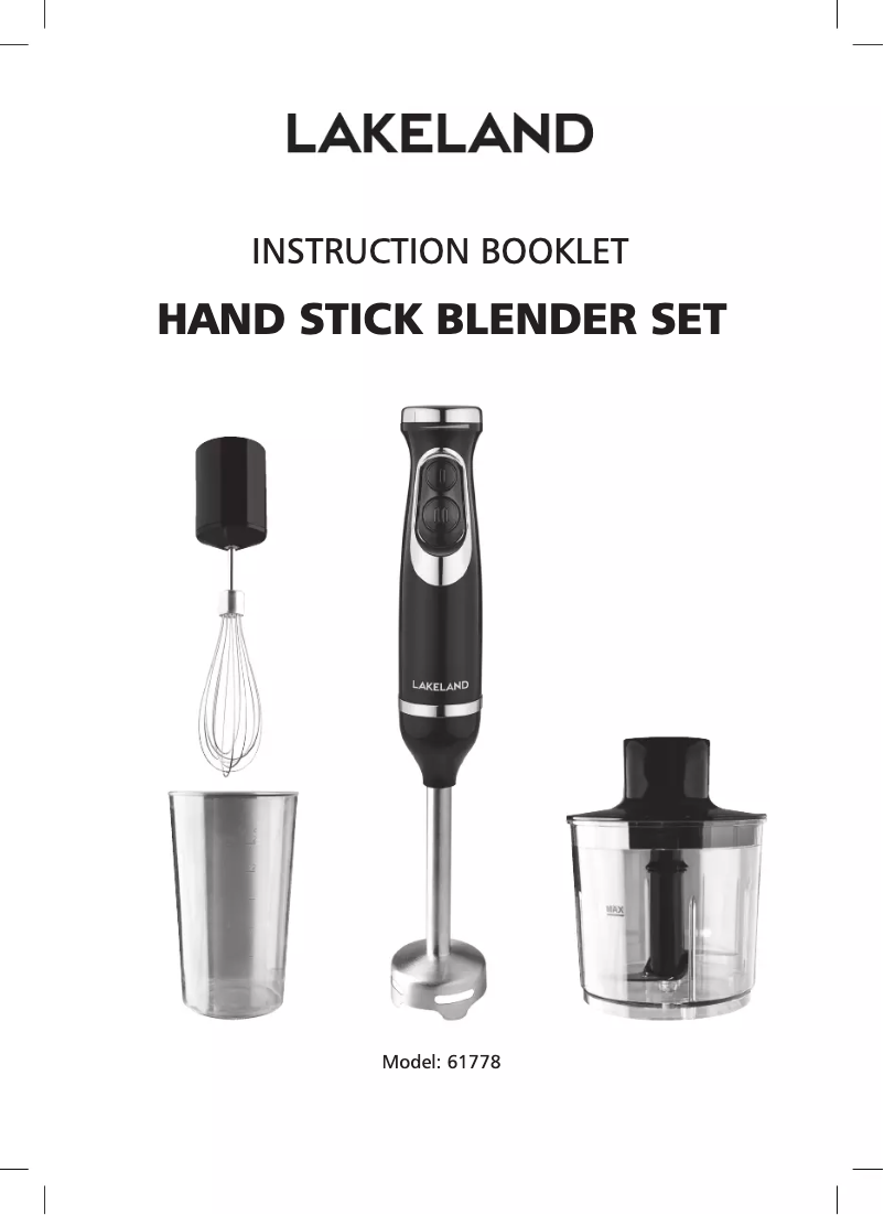 Page n°1 - Manuel utilisateur Lakeland Hand Stick blender set 61778