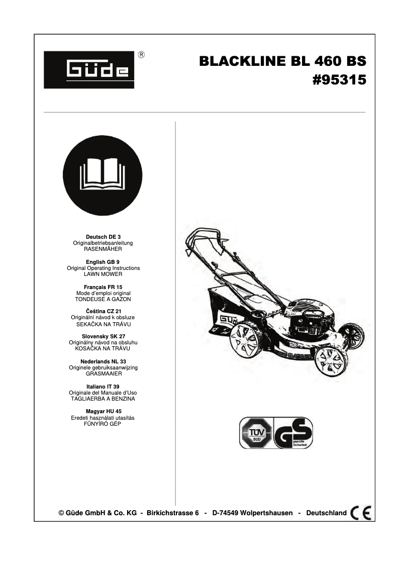 Image de la première page du manuel de l'appareil BL 460 BS Blackline Law