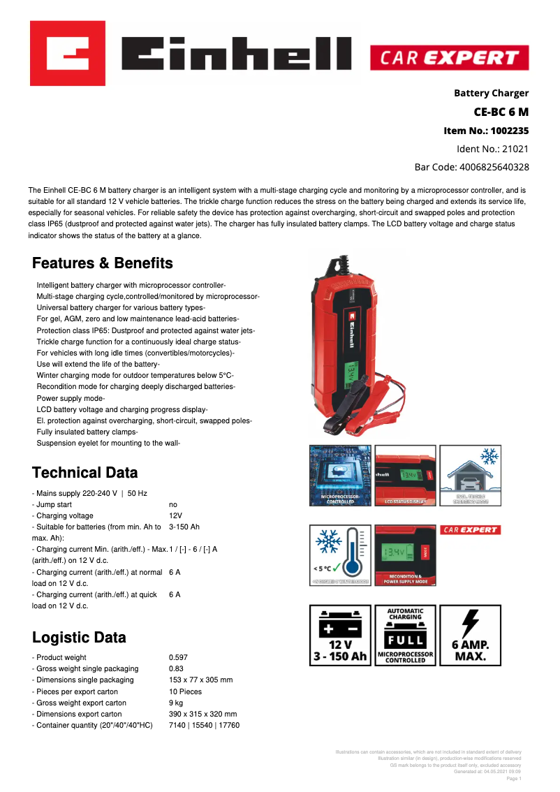 Image de la première page du manuel de l'appareil CE-BC 6 M
