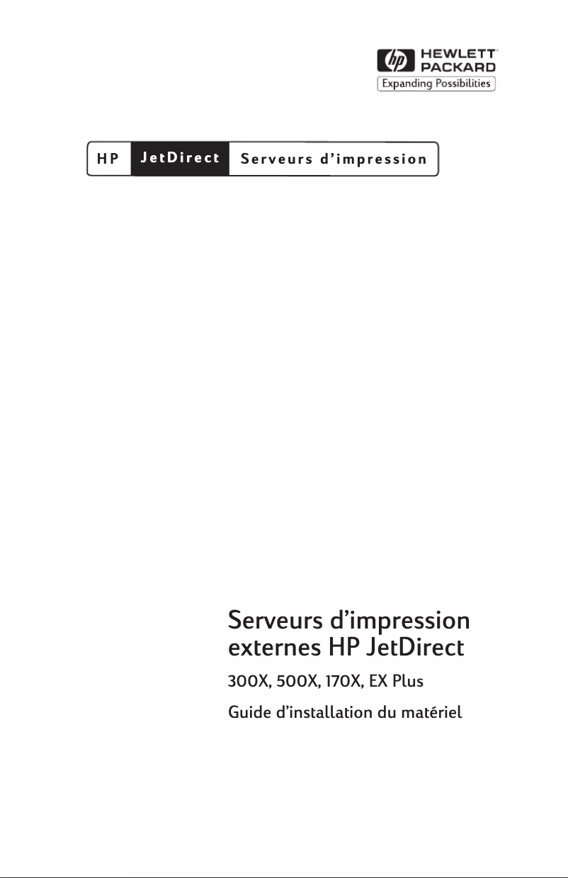 Page 1 de la notice Guide d'installation HP Jetdirect 500x