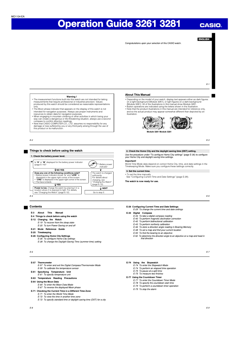 Page 1 de la notice Manuel utilisateur Casio G-Shock G9300-1 Mudman