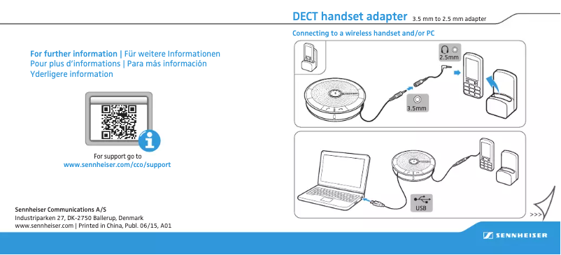 Page 1 of the manual User Manual Sennheiser 3.5mm to 2.5mm Adapter