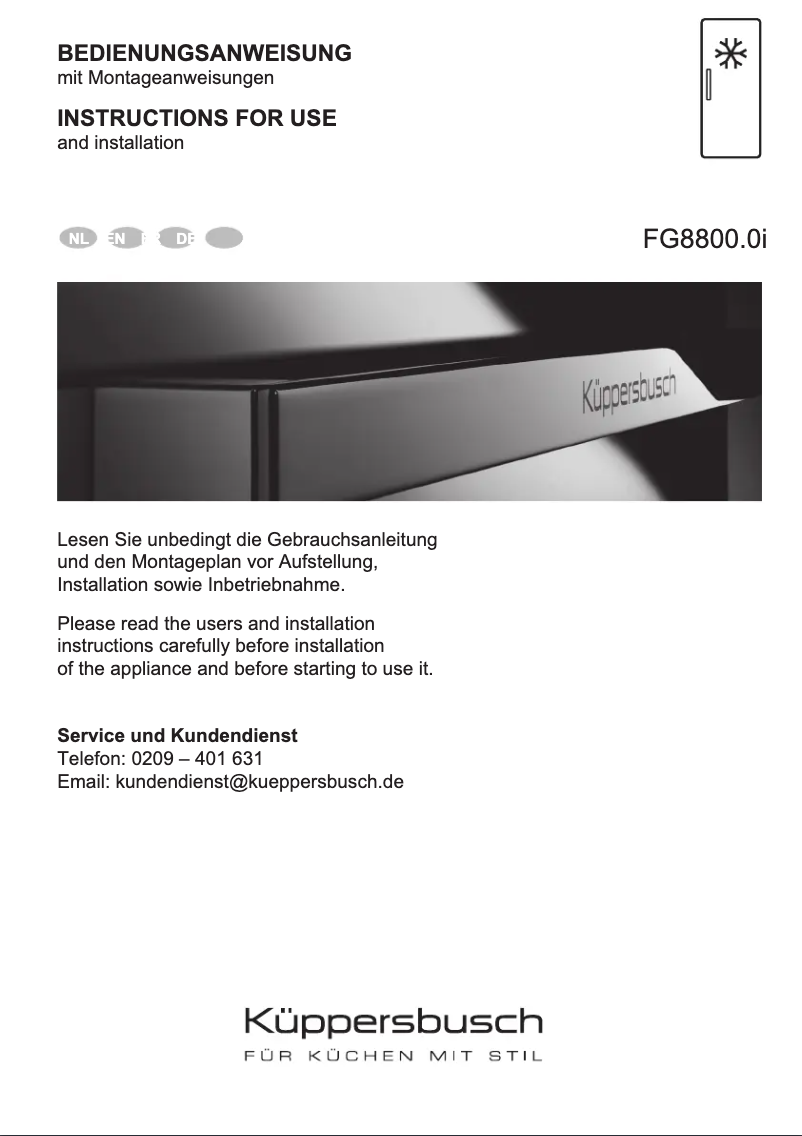 Image de la première page du manuel de l'appareil FG8800.0i