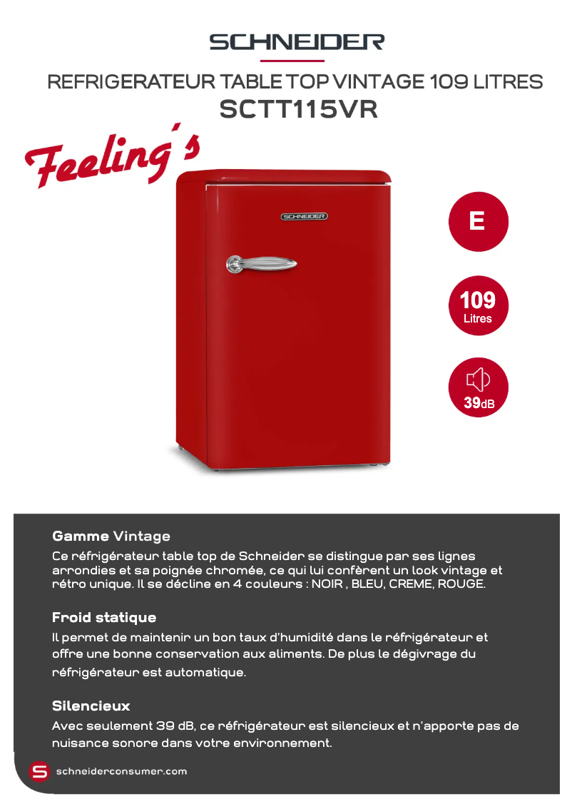 Page 1 de la notice Fiche technique Schneider SCTT115VR